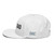White structured high-profile six-panel snapback hat with embroidered Grill DAD logo, left side view — DAD all caps