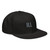 Black structured high-profile six-panel snapback hat with embroidered Grill DAD logo, right-front view — DAD all caps