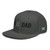 Charcoal Gray structured high-profile six-panel snapback hat with embroidered Grill DAD logo, left-front view — DAD all caps