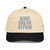 Black/Natural classic fit structured five-panel cap with embroidered Make Break Repair logo, front view — DAD all caps