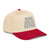 Red/Natural classic fit structured five-panel cap with embroidered Make Break Repair logo, right-front view — DAD all caps