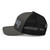 Charcoal/Black six-panel mesh-back trucker cap with embroidered Texas DAD logo, left side view — DAD all caps