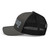 Charcoal/Black six-panel mesh-back trucker cap with embroidered Florida DAD logo, left side view — DAD all caps