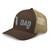 Brown/Khaki six-panel mesh-back trucker cap with embroidered Florida DAD logo, left-front view — DAD all caps