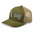 Moss/Khaki six-panel mesh-back trucker cap with embroidered Florida DAD logo, left-front view — DAD all caps