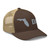 Brown/Khaki six-panel mesh-back trucker cap with embroidered Florida DAD logo, right-front view — DAD all caps