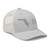 Silver six-panel mesh-back trucker cap with embroidered Florida DAD logo, right-front view — DAD all caps