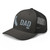 Charcoal six-panel mesh-back trucker cap with embroidered Cali DAD logo, left-front view — DAD all caps