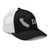 Black/White six-panel mesh-back trucker cap with embroidered Cali DAD logo, right-front view — DAD all caps