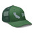 Evergreen six-panel mesh-back trucker cap with embroidered Cali DAD logo, right-front view — DAD all caps