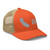 Rustic Orange/Khaki six-panel mesh-back trucker cap with embroidered Cali DAD logo, right-front view — DAD all caps