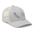 Silver six-panel mesh-back trucker cap with embroidered Cali DAD logo, right-front view — DAD all caps
