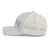 Silver six-panel mesh-back trucker cap with embroidered New York DAD logo, left side view — DAD all caps