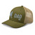 Moss/Khaki six-panel mesh-back trucker cap with embroidered New York DAD logo, left-front view — DAD all caps