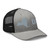 Heather Black six-panel mesh-back trucker cap with embroidered New York DAD logo, right-front view — DAD all caps