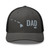 Charcoal/Black six-panel mesh-back trucker cap with embroidered Hawaii DAD logo, front view — DAD all caps