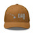 Caramel six-panel mesh-back trucker cap with embroidered Hawaii DAD logo, front view — DAD all caps