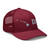 Cranberry six-panel mesh-back trucker cap with embroidered Hawaii DAD logo, right-front view — DAD all caps