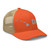 Rustic Orange/Khaki six-panel mesh-back trucker cap with embroidered Hawaii DAD logo, right-front view — DAD all caps