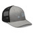 Heather Black six-panel mesh-back trucker cap with embroidered Hawaii DAD logo, right-front view — DAD all caps