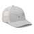 Silver six-panel mesh-back trucker cap with embroidered Hawaii DAD logo, right-front view — DAD all caps