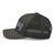 Charcoal six-panel mesh-back trucker cap with embroidered Georgia DAD logo, left side view — DAD all caps
