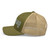 Moss/Khaki six-panel mesh-back trucker cap with embroidered Georgia DAD logo, left side view — DAD all caps