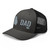 Charcoal/Black six-panel mesh-back trucker cap with embroidered Georgia DAD logo, left-front view — DAD all caps