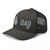 Charcoal six-panel mesh-back trucker cap with embroidered Georgia DAD logo, left-front view — DAD all caps