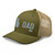 Moss/Khaki six-panel mesh-back trucker cap with embroidered Georgia DAD logo, left-front view — DAD all caps