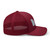 Cranberry six-panel mesh-back trucker cap with embroidered Georgia DAD logo, right side view — DAD all caps
