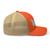 Rustic Orange/Khaki six-panel mesh-back trucker cap with embroidered Georgia DAD logo, right side view — DAD all caps