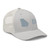 Silver six-panel mesh-back trucker cap with embroidered Georgia DAD logo, right-front view — DAD all caps