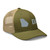 Moss/Khaki six-panel mesh-back trucker cap with embroidered Georgia DAD logo, right-front view — DAD all caps