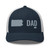 Navy/White six-panel mesh-back trucker cap with embroidered Pennsylvania DAD logo, front view — DAD all caps