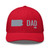 Red six-panel mesh-back trucker cap with embroidered Pennsylvania DAD logo, front view — DAD all caps