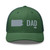Evergreen six-panel mesh-back trucker cap with embroidered Pennsylvania DAD logo, front view — DAD all caps