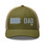Moss/Khaki six-panel mesh-back trucker cap with embroidered Pennsylvania DAD logo, front view — DAD all caps