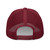 Cranberry six-panel mesh-back trucker cap with embroidered Pennsylvania DAD logo, back view — DAD all caps