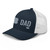 Navy/White six-panel mesh-back trucker cap with embroidered Pennsylvania DAD logo, left-front view — DAD all caps