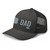 Charcoal six-panel mesh-back trucker cap with embroidered Pennsylvania DAD logo, left-front view — DAD all caps