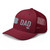 Cranberry six-panel mesh-back trucker cap with embroidered Pennsylvania DAD logo, left-front view — DAD all caps