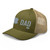 Moss/Khaki six-panel mesh-back trucker cap with embroidered Pennsylvania DAD logo, left-front view — DAD all caps