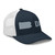 Navy/White six-panel mesh-back trucker cap with embroidered Pennsylvania DAD logo, right-front view — DAD all caps