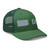 Evergreen six-panel mesh-back trucker cap with embroidered Pennsylvania DAD logo, right-front view — DAD all caps