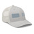 Silver six-panel mesh-back trucker cap with embroidered Pennsylvania DAD logo, right-front view — DAD all caps