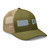 Moss/Khaki six-panel mesh-back trucker cap with embroidered Pennsylvania DAD logo, right-front view — DAD all caps