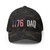 Multicam Black structured flex fit hat with embroidered 1776 DAD logo, front view — DAD all caps