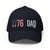 Dark Navy structured flex fit hat with embroidered 1776 DAD logo, front view — DAD all caps