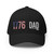Black structured flex fit hat with embroidered 1776 DAD logo, front view — DAD all caps